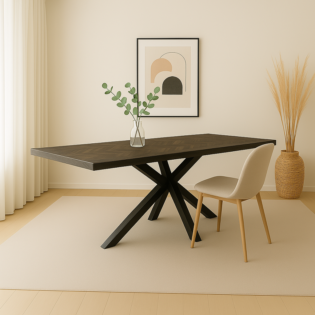 Arctic Eettafel visgraat zwart | Rechthoek | Matrixpoot